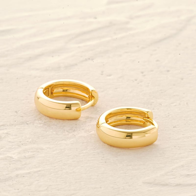 MYEARS Women Plain Band Earrings Gold Huggie Hoop 14K Small Simple Hypoallergenic Everyday Jewelry - Image 5